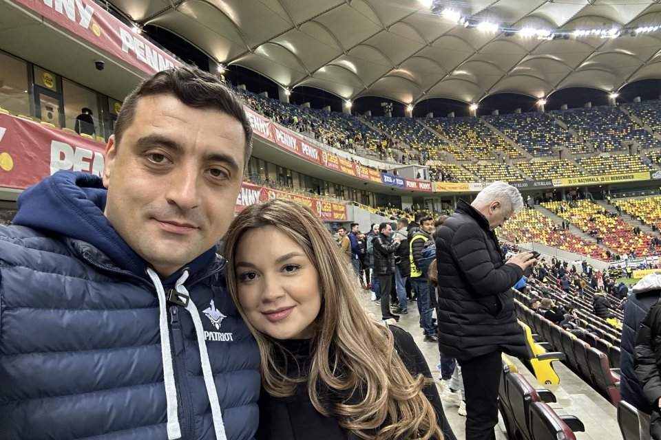 George Simion alături de Ilinca, soţia sa, pe Arena Naţională