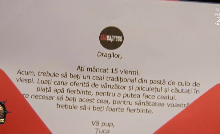 Mesajul pe care concurenții l-au primit