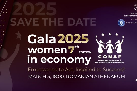 COMUNICAT | Gala CONAF Women in Economy 2025 - singura inițiativă din România care primește Înaltul Patronaj al Parlamentului European, pentru al doilea an consecutiv
