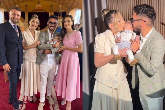 Armin Nicoară și Claudia Puican și-au botezat fiul în secret! Primele imagini cu micuțul Amir Efrem. Georgiana Lobonț, nașă de botez