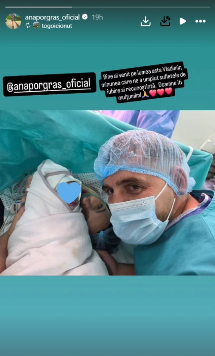 Prima imagine cu Vladimir, fiul Anei Porgras