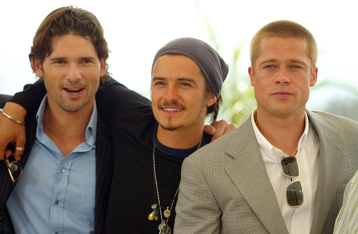Actorii R Eric Bana, Orlando Bloom și Brad Pitt, înaintea premierei ”Troy”